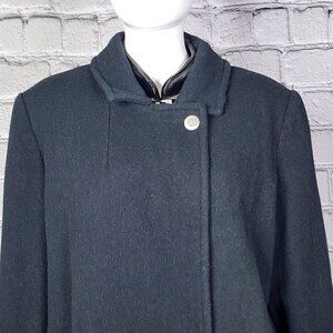 Noble Fashions Vintage Dark Navy Wool Overcoat, Women's Large